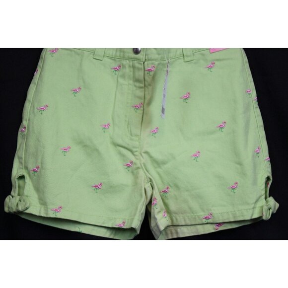 NWT 2006 Gymboree Island Fun Lime Green Shorts sz 10 Flamingo Embroider Bows - Picture 5 of 8